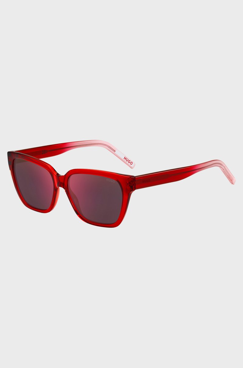 Hugo Boss Gafas de sol de acetato rojo con patillas en degradado