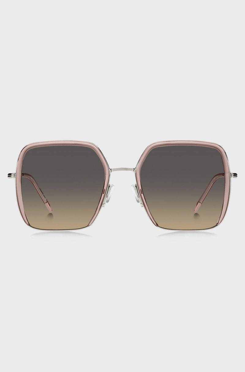 Hugo Boss Gafas De Sol De Acetato Rosa Con Acero En Tono Plateado