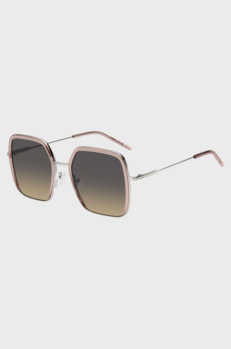 Hugo Boss Gafas de sol de acetato rosa con acero en tono plateado