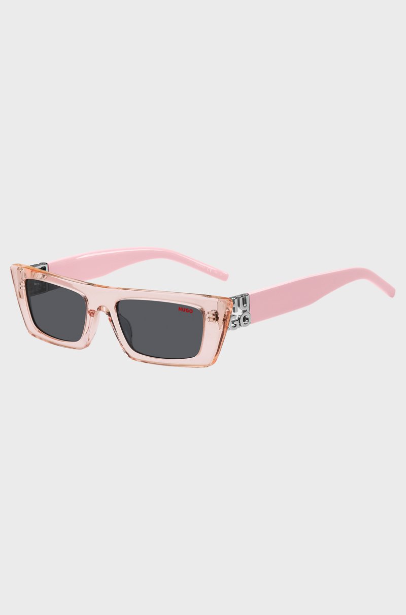 Hugo Boss Gafas de sol de acetato rosa con monograma en 3D