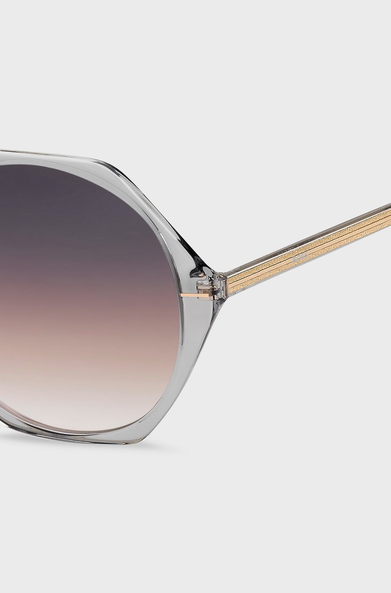 Hugo Boss Gafas De Sol De Acetato Transparente Con Montura Hexagonal
