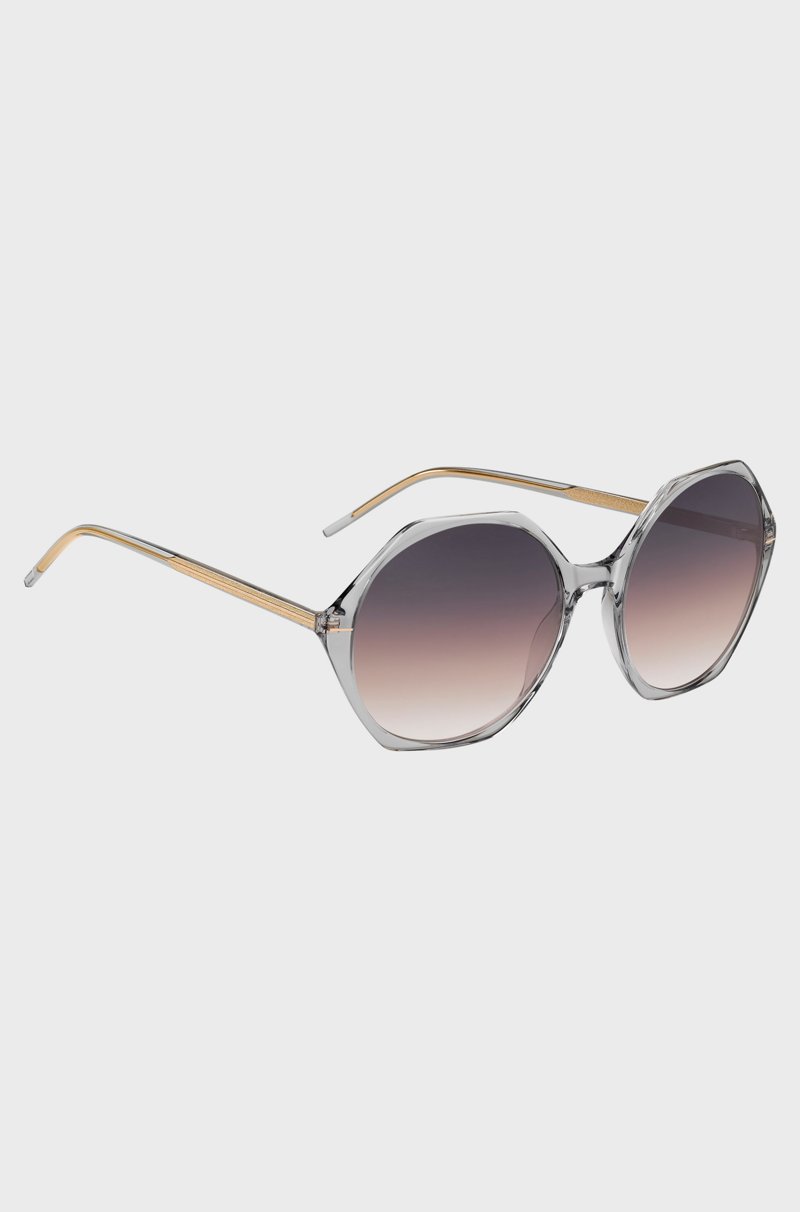 Hugo Boss Gafas De Sol De Acetato Transparente Con Montura Hexagonal