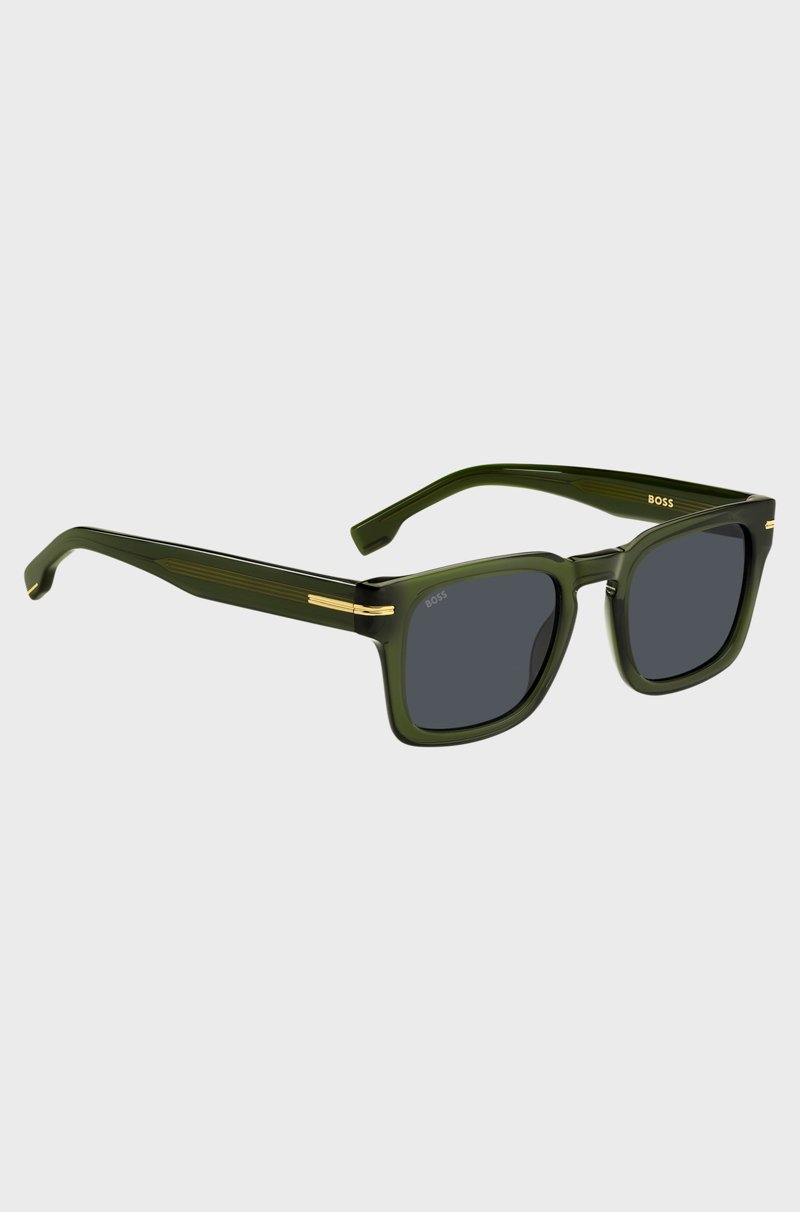 Hugo Boss Gafas De Sol De Acetato Verde Con Detalles Metálicos En Tono Dorado