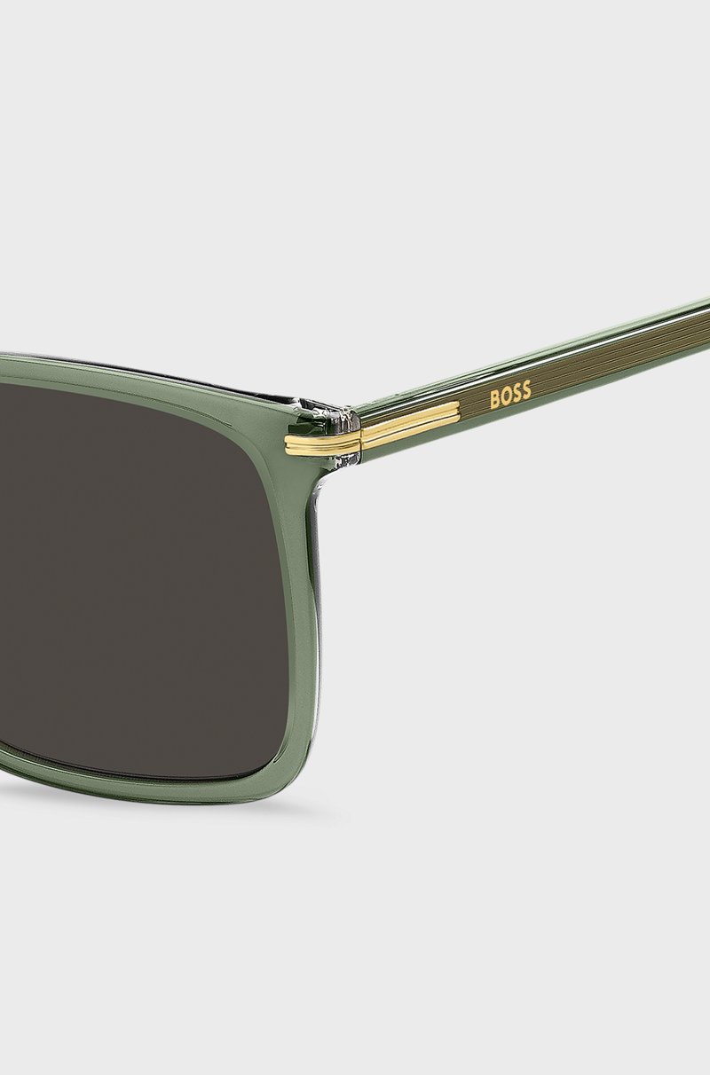 Hugo Boss Gafas De Sol De Acetato Verde Con Ribetes En Tono Dorado
