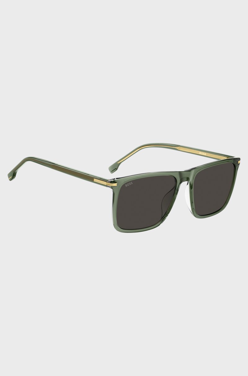 Hugo Boss Gafas De Sol De Acetato Verde Con Ribetes En Tono Dorado