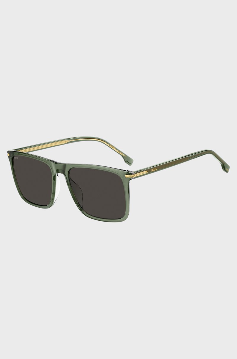 Hugo Boss Gafas de sol de acetato verde con ribetes en tono dorado
