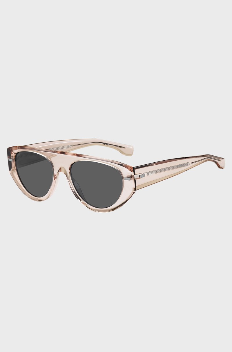 Hugo Boss Gafas De Sol De Bioacetato Rosa Traslúcido Con Detalles Estampados