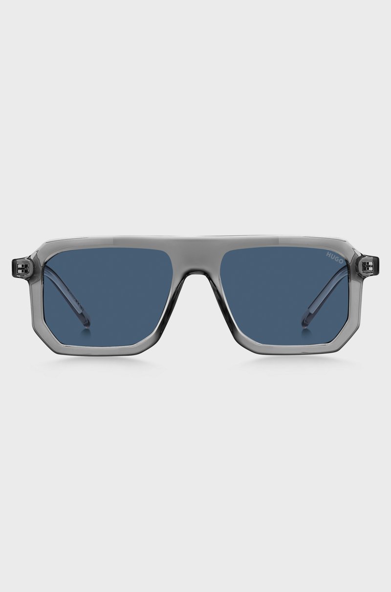 Hugo Boss Gafas De Sol De Color Gris Traslúcido Con Lentes Azules