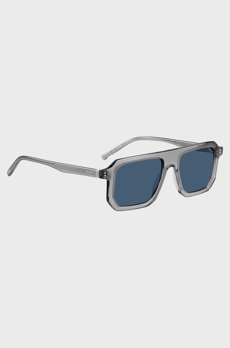 Hugo Boss Gafas De Sol De Color Gris Traslúcido Con Lentes Azules