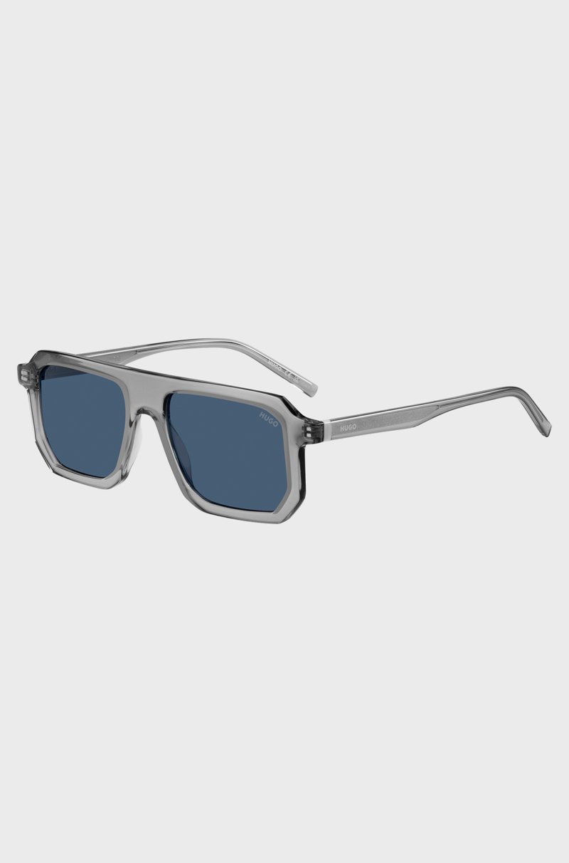 Hugo Boss Gafas de sol de color gris traslúcido con lentes azules