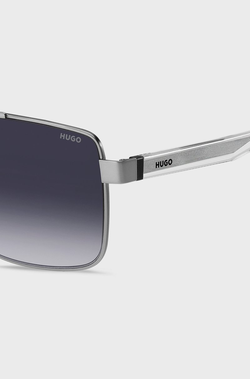 Hugo Boss Gafas De Sol De Doble Puente Con Montura Metálica Gris