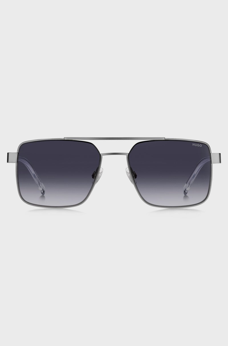 Hugo Boss Gafas De Sol De Doble Puente Con Montura Metálica Gris