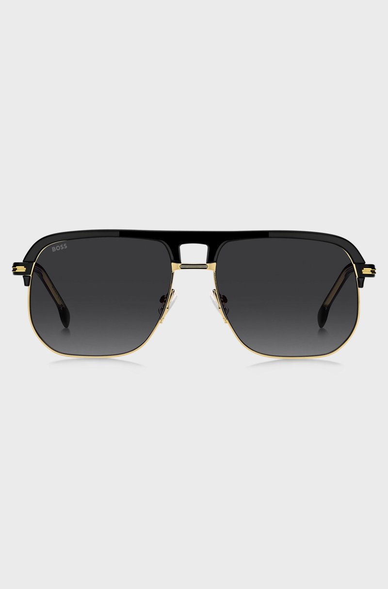 Hugo Boss Gafas De Sol De Doble Puente En Metal Y Acetato Negro