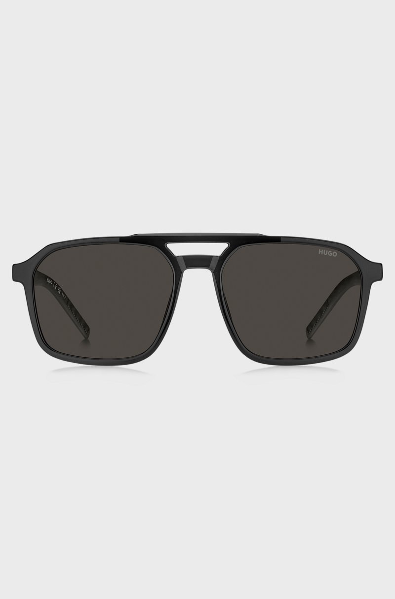 Hugo Boss Gafas De Sol De Doble Puente En Negro Y Gris