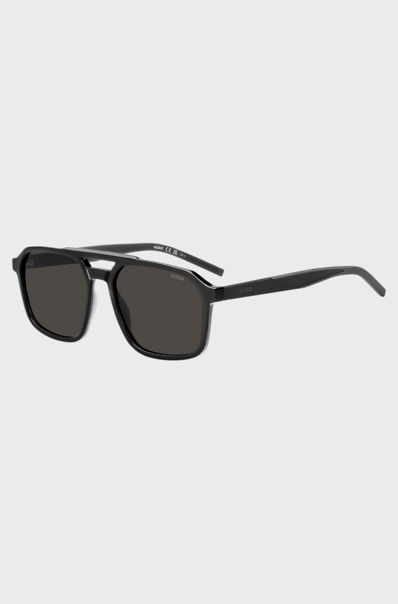 Hugo Boss Gafas de sol de doble puente en negro y gris