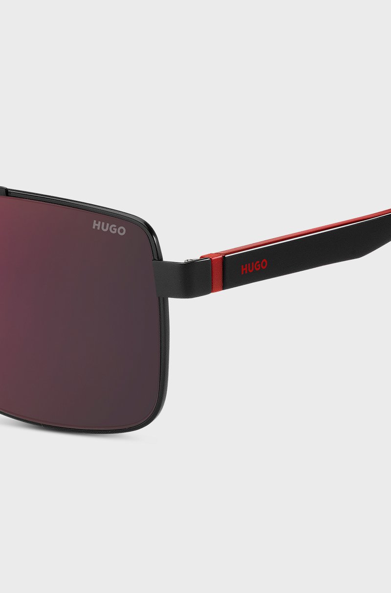 Hugo Boss Gafas De Sol De Doble Puente En Negro Y Rojo