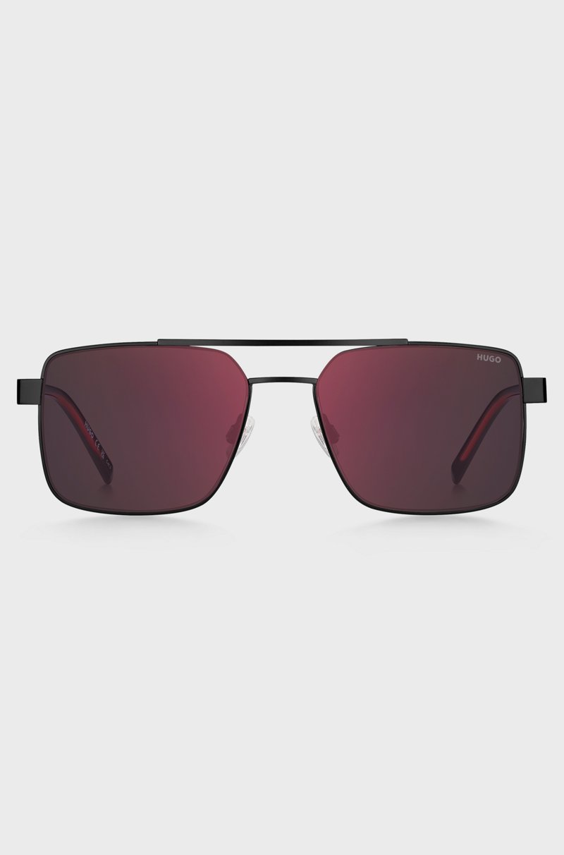 Hugo Boss Gafas De Sol De Doble Puente En Negro Y Rojo
