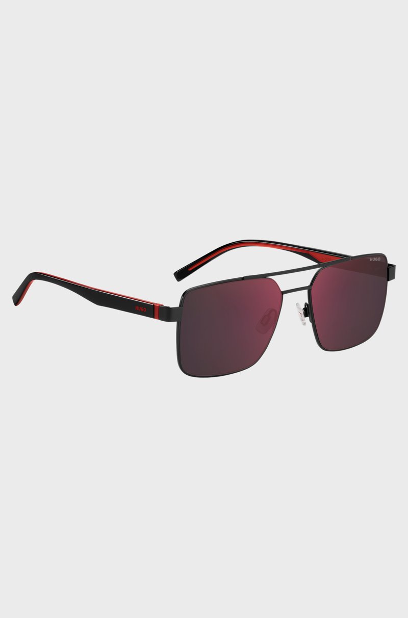 Hugo Boss Gafas De Sol De Doble Puente En Negro Y Rojo