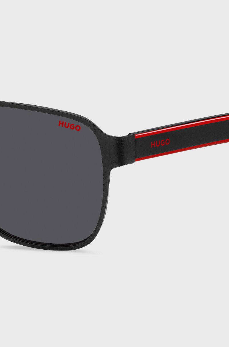 Hugo Boss Gafas De Sol De Doble Puente Negras Con Patillas A Capas