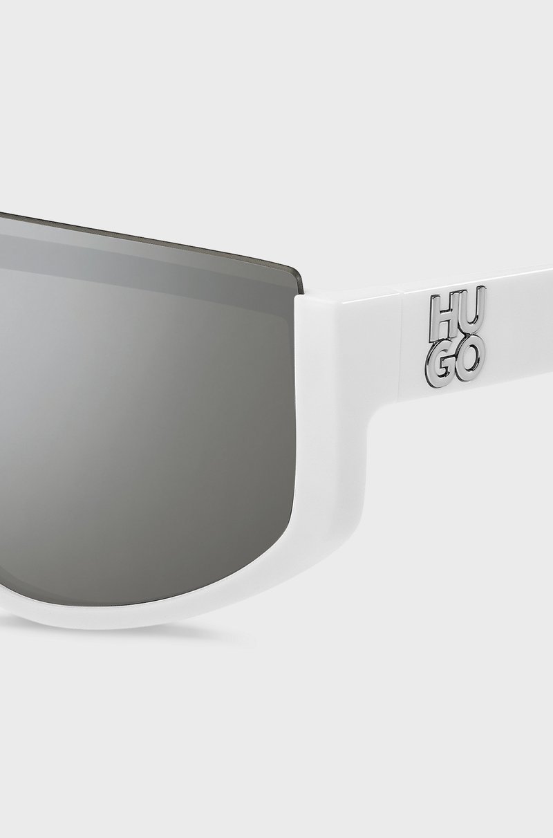 Hugo Boss Gafas De Sol De Estilo Máscara En Blanco Con Logo Apilado