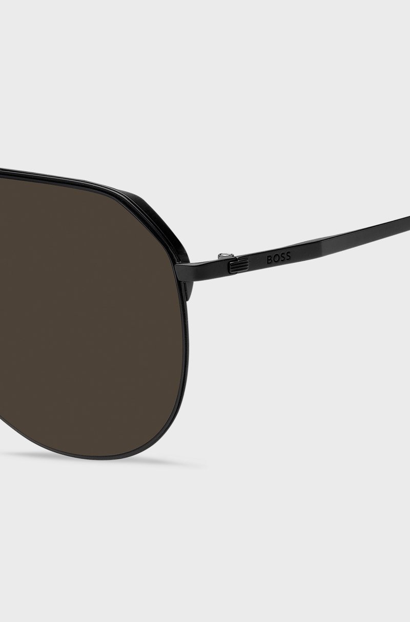 Hugo Boss Gafas De Sol De Metal Negro Con Patillas De Titanio