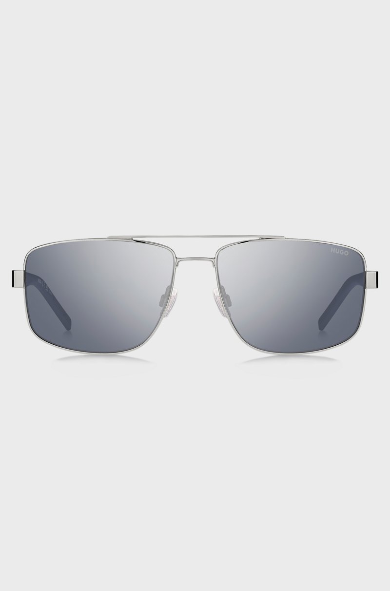 Hugo Boss Gafas De Sol De Metal Negro Con Toques Azules Y Doble Puente