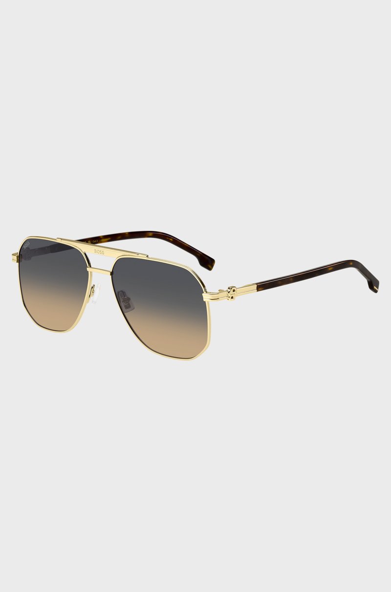 Hugo Boss Gafas de sol doradas con monogramas Double B