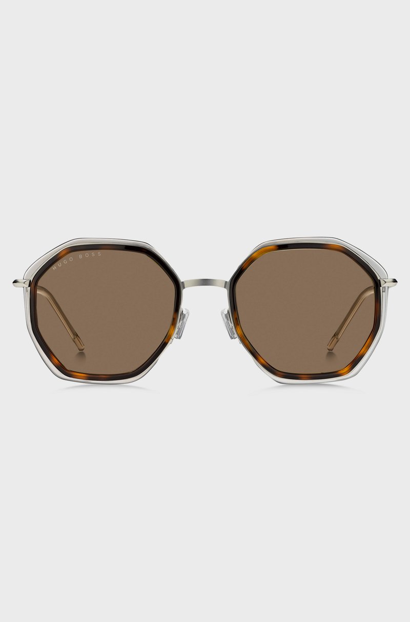 Hugo Boss Gafas De Sol En Acetato Habana Con Diseño Angular Y Lentes Marrones