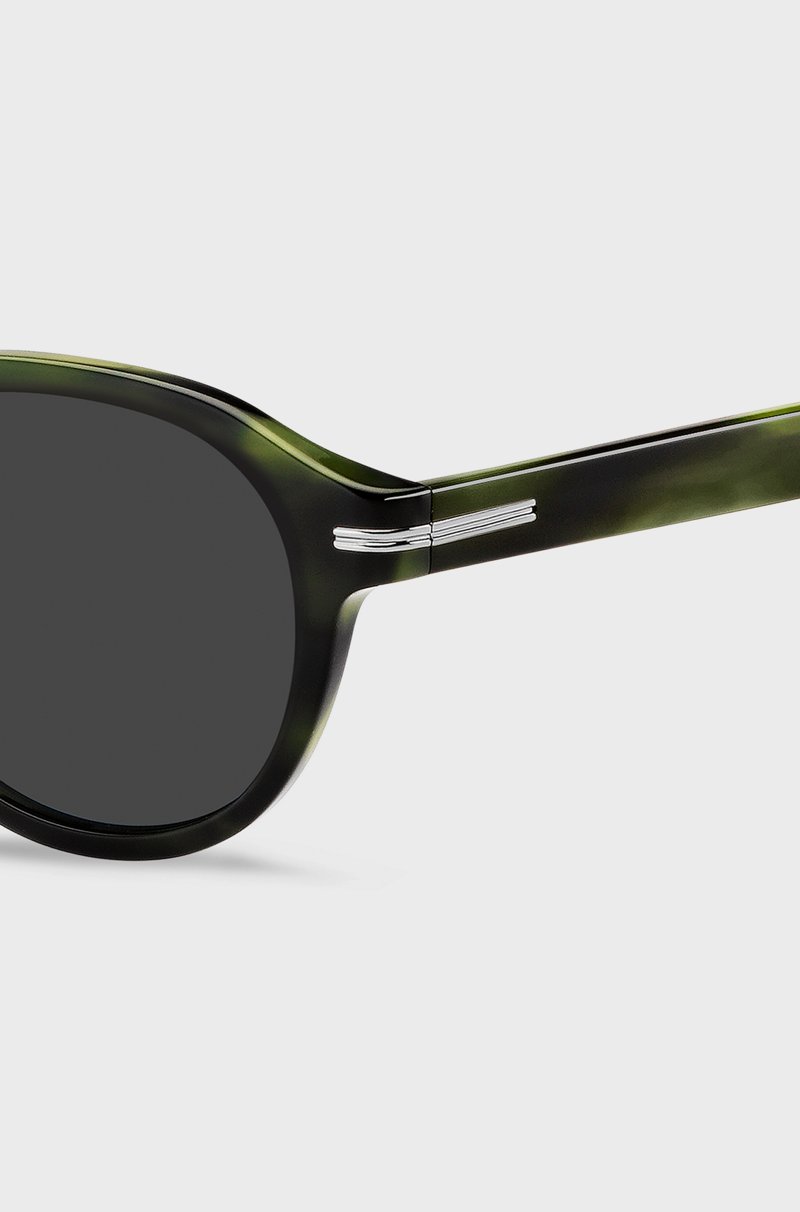 Hugo Boss Gafas De Sol En Verde Carey Con Bisagras Plateadas