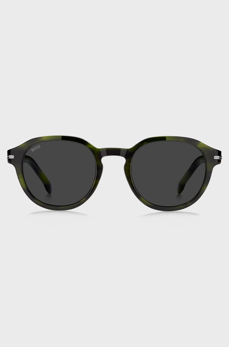 Hugo Boss Gafas De Sol En Verde Carey Con Bisagras Plateadas