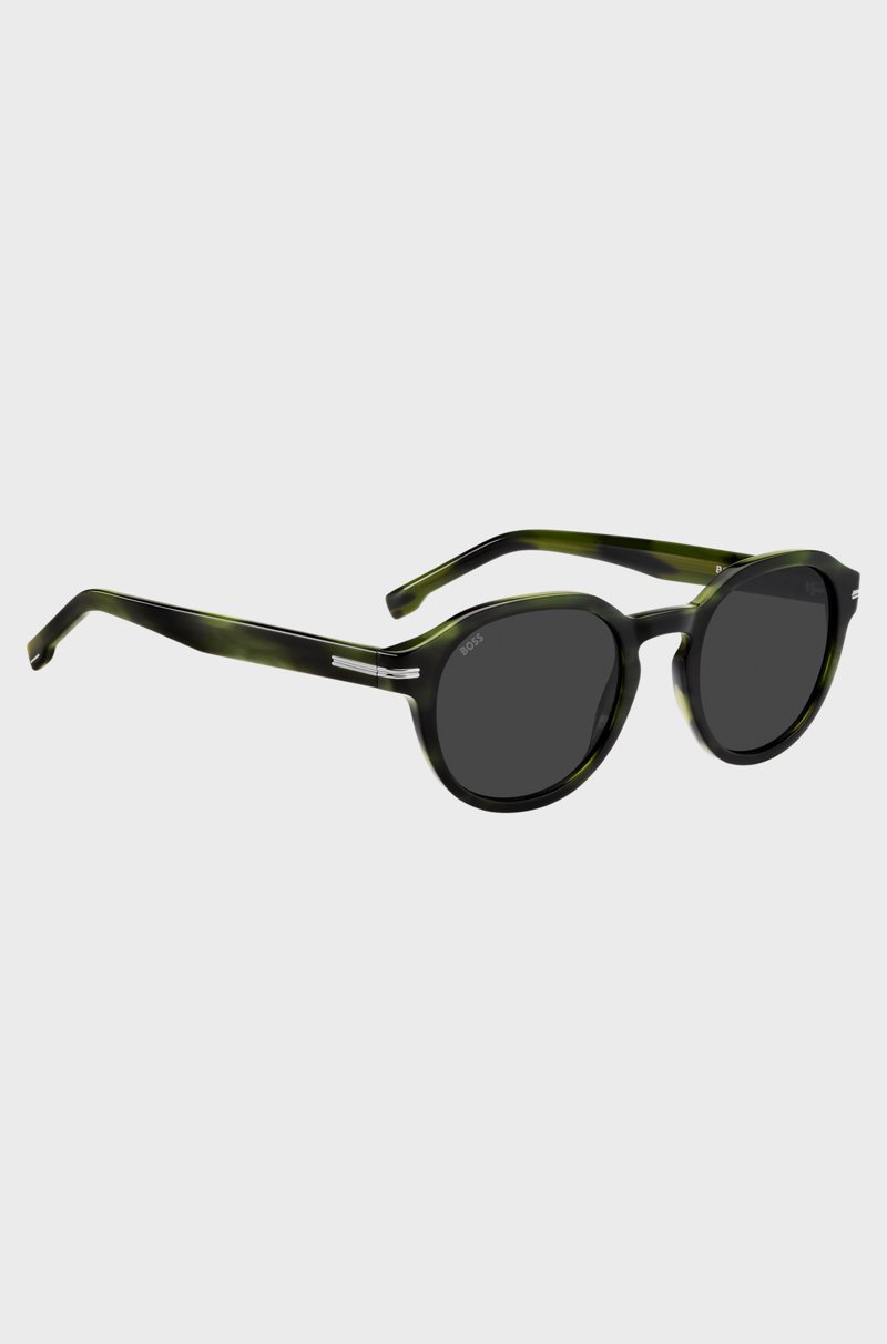 Hugo Boss Gafas De Sol En Verde Carey Con Bisagras Plateadas