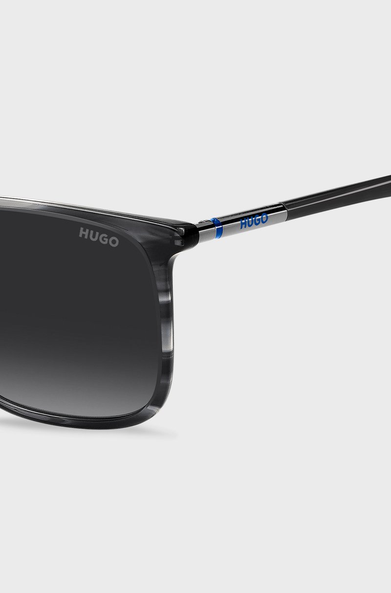 Hugo Boss Gafas De Sol Grises De Acetato Estampado Con Patillas Tubulares Metálicas
