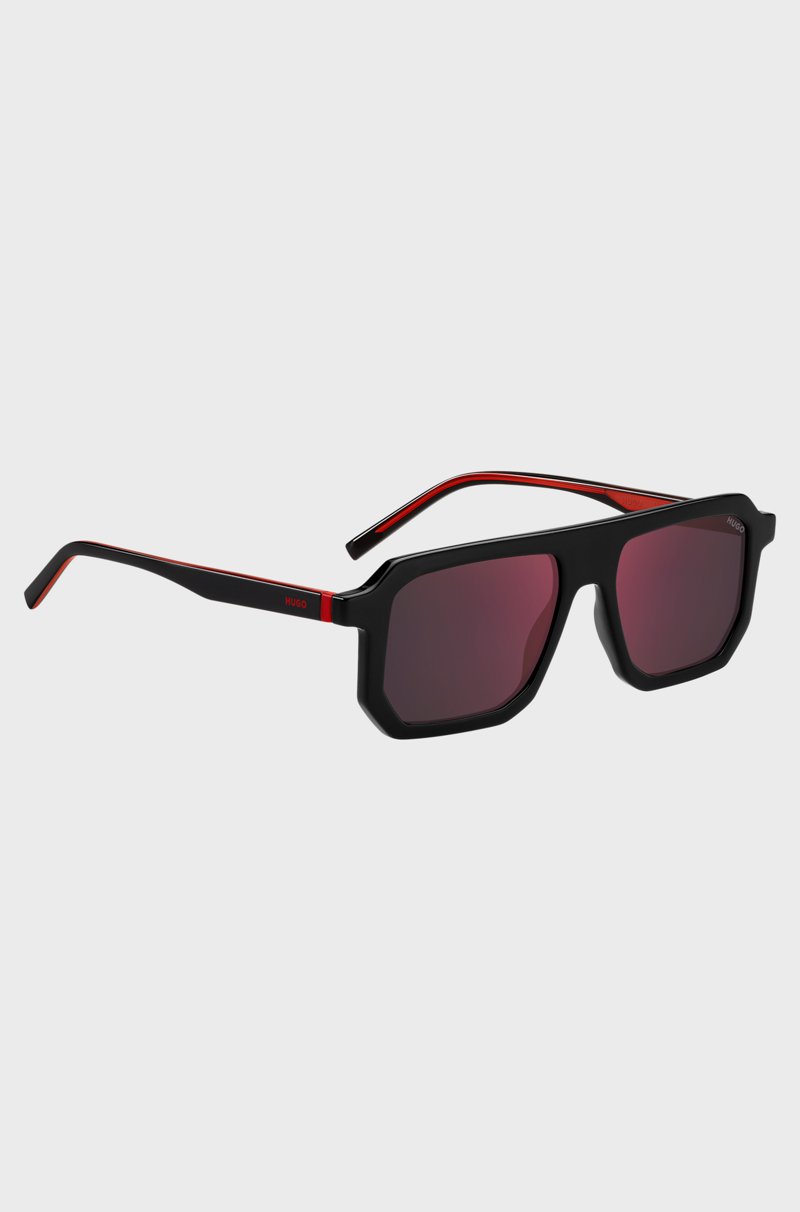 Hugo Boss Gafas De Sol Negras Con Detalles En El Rojo De La Marca