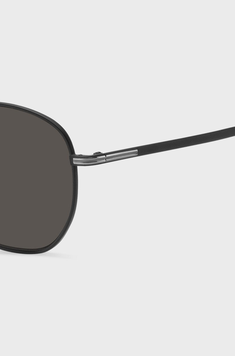 Hugo Boss Gafas De Sol Redondas De Metal Negro Con Componentes Plateados