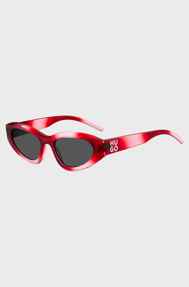 Hugo Boss Gafas de sol rojas con logo apilado en las patillas