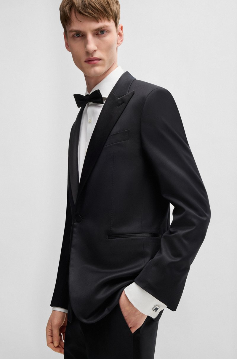 Hugo Boss Gemelos Cuadrados De Latón Con Aplique De Esmalte Negro