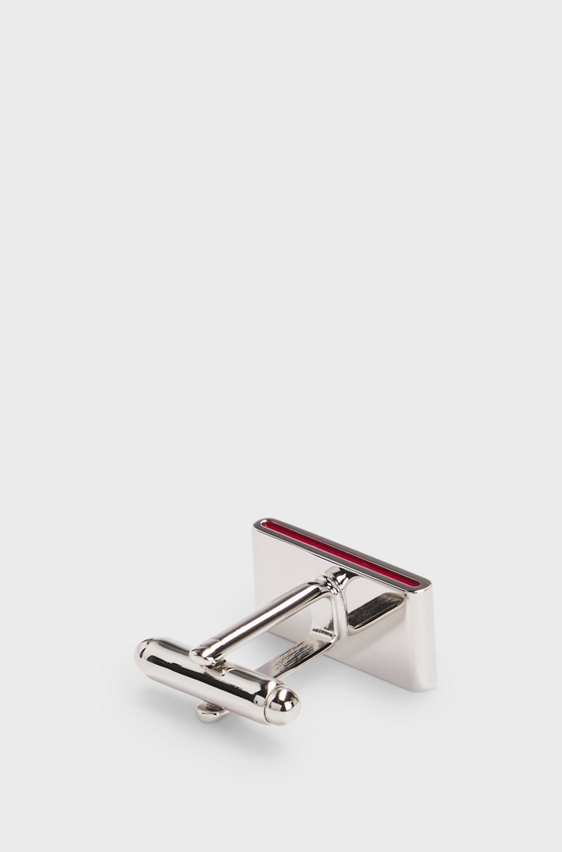 Hugo Boss Gemelos En Latón Pulido Con Logo Y Detalles En Rojo