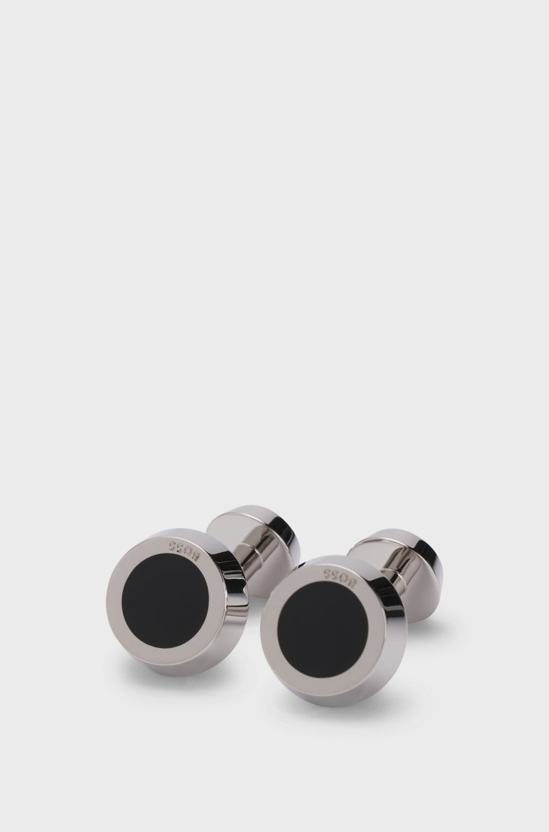 Hugo Boss Gemelos Redondos Con Aplique De Esmalte Negro