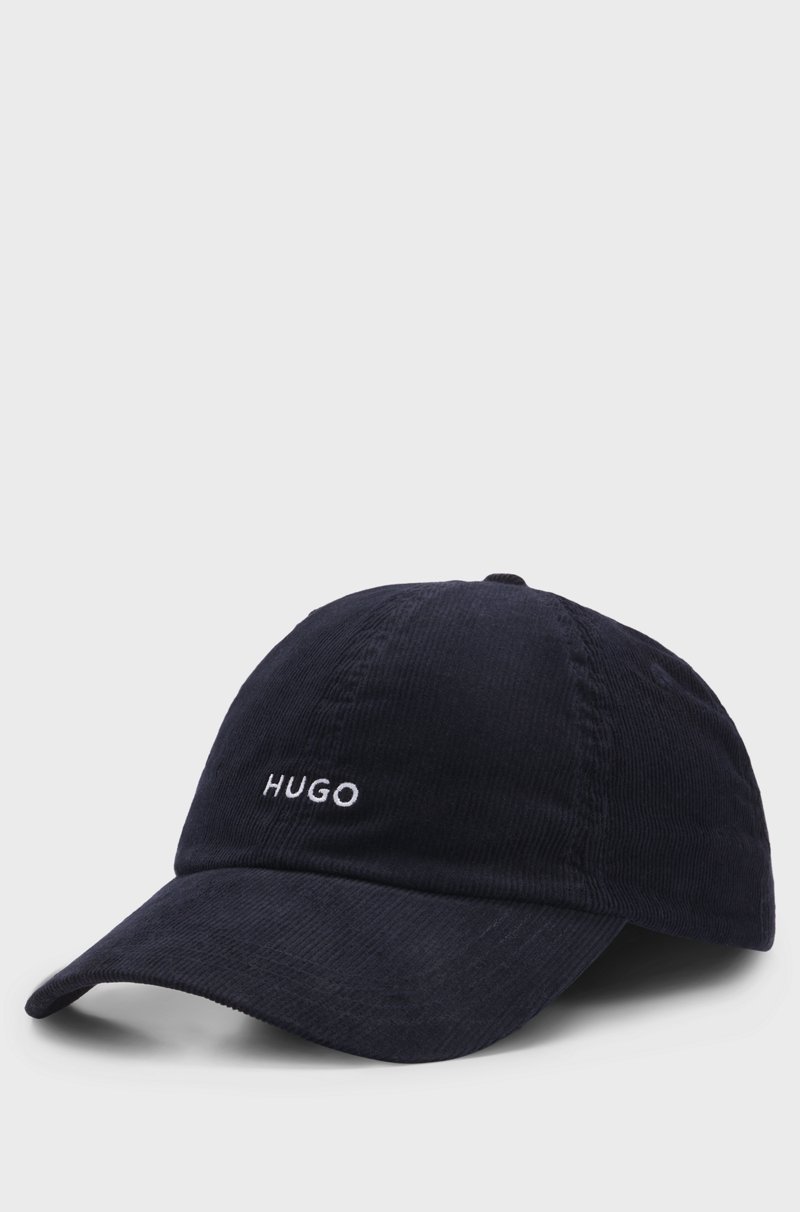 Hugo Boss Gorra de pana de algodón con logo bordado