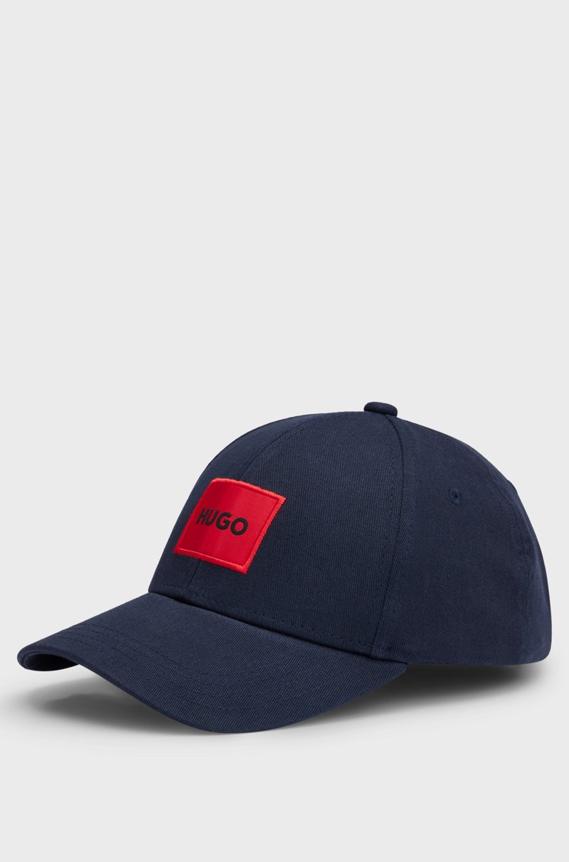 Hugo Boss Gorra de sarga de algodón con etiqueta con logo roja
