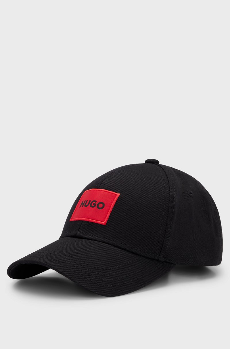 Hugo Boss Gorra de sarga de algodón con etiqueta con logo roja Hugo Boss Gorra de sarga de algodón con etiqueta con logo roja