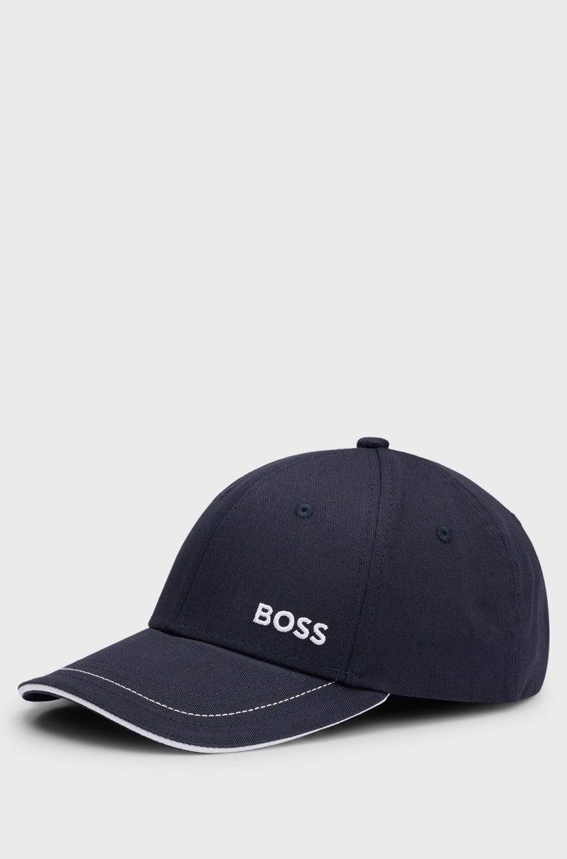 Hugo Boss Gorra de sarga de algodón con logo bordado y hebilla de metal