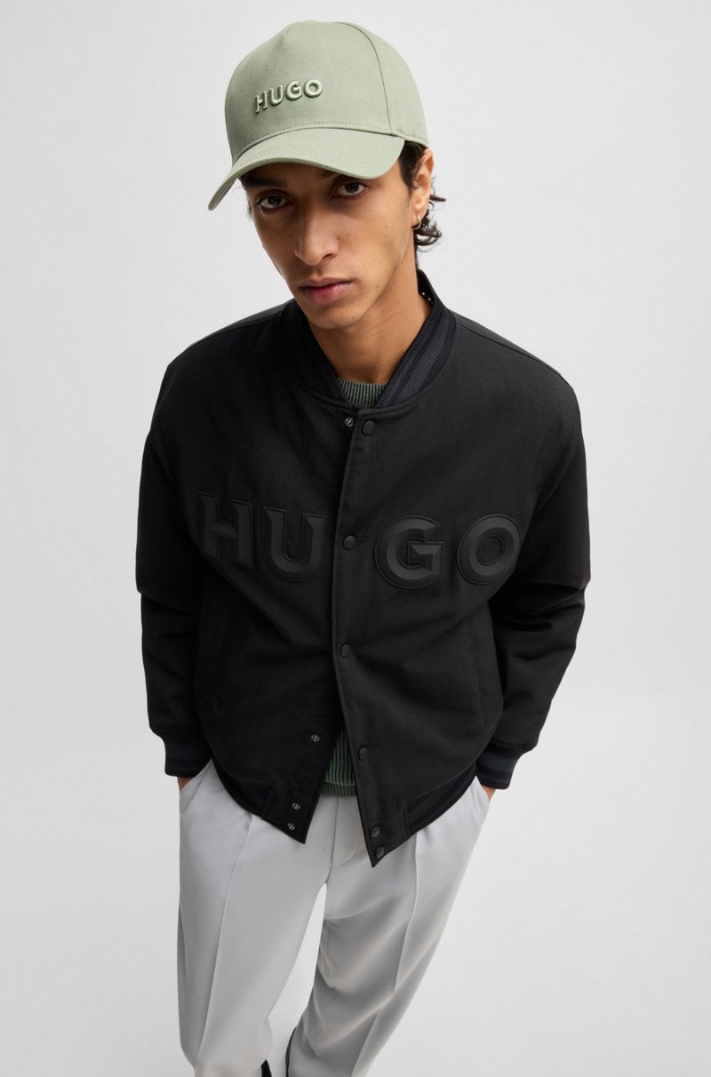 Hugo Boss Gorra De Sarga De Algodón Con Logo En La Parte Delantera Y En La Visera
