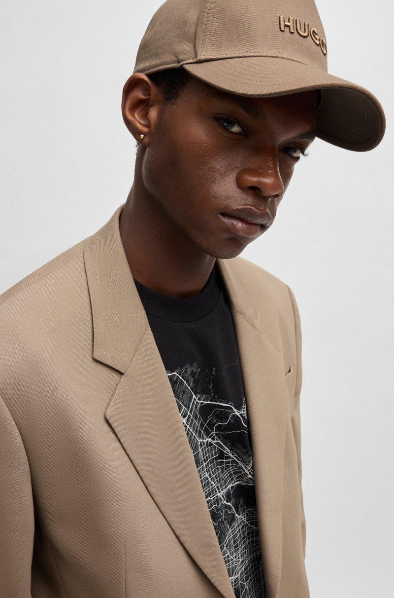 Hugo Boss Gorra De Sarga De Algodón Con Logo En La Parte Delantera Y En La Visera