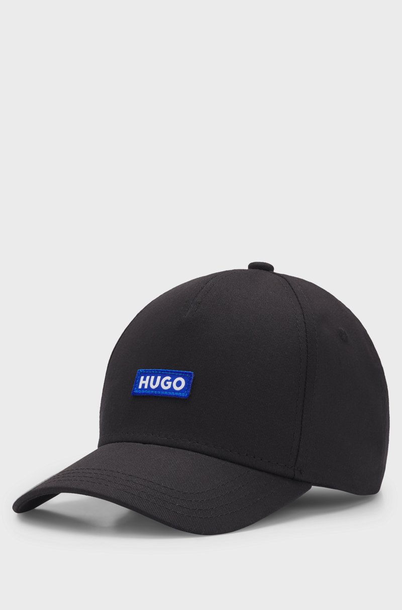 Hugo Boss Gorra de sarga de algodón con parche de logo azul