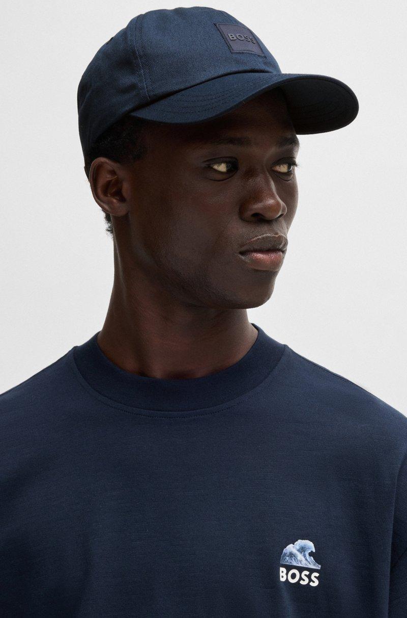 Hugo Boss Gorra De Sarga De Algodón Con Parche De Logotipo Tejido