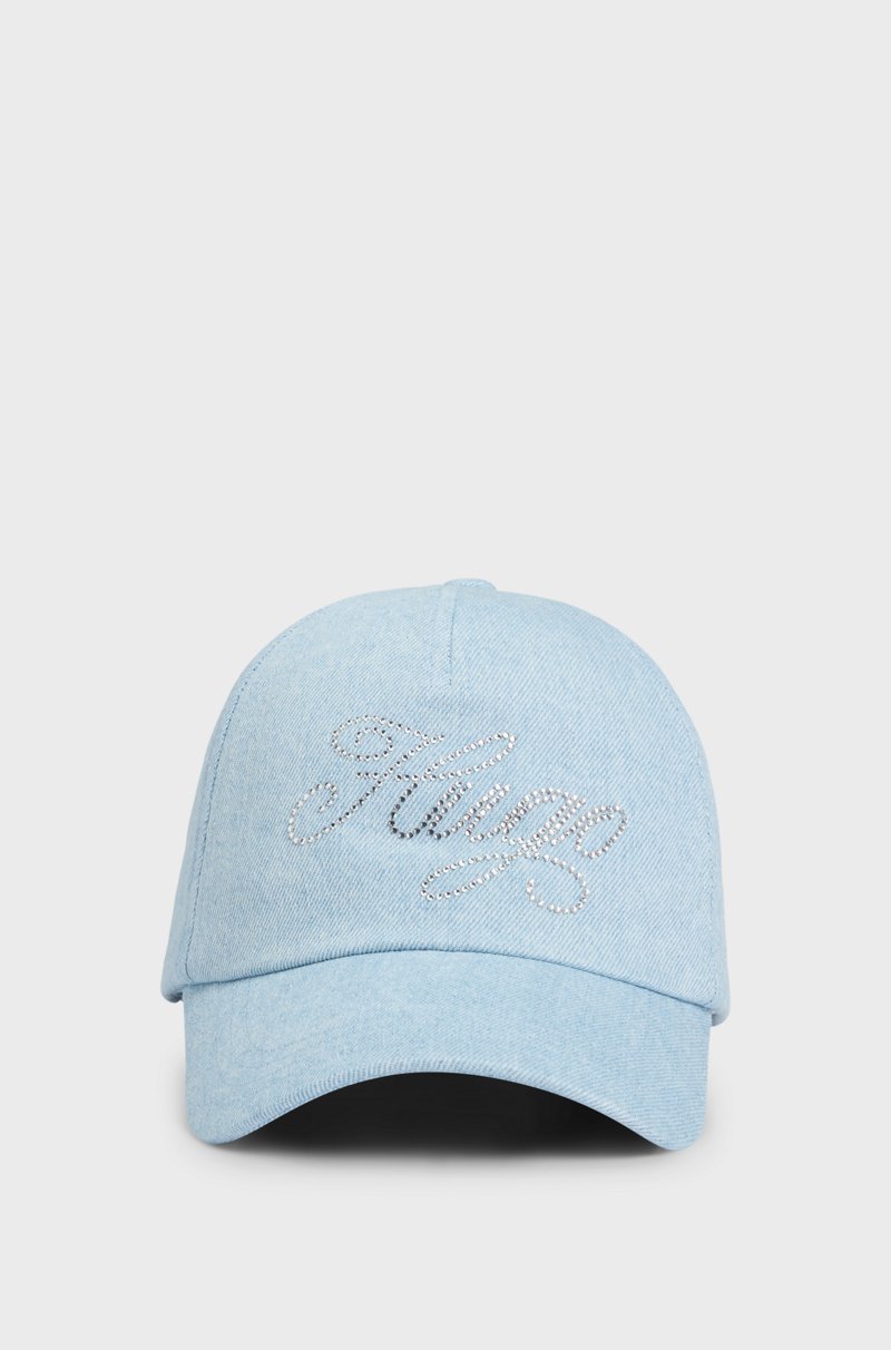 Hugo Boss Gorra En Denim Con Logo Tachonado De Cristales