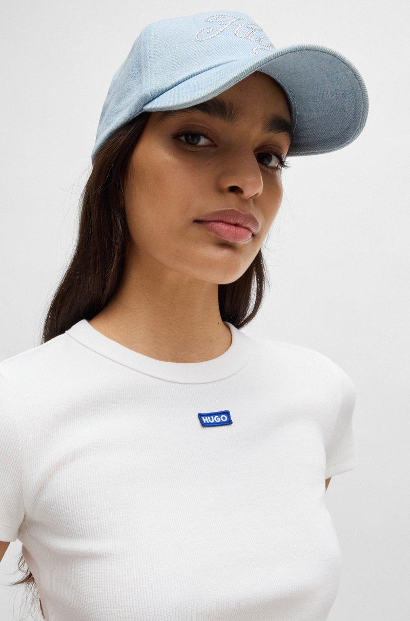 Hugo Boss Gorra En Denim Con Logo Tachonado De Cristales