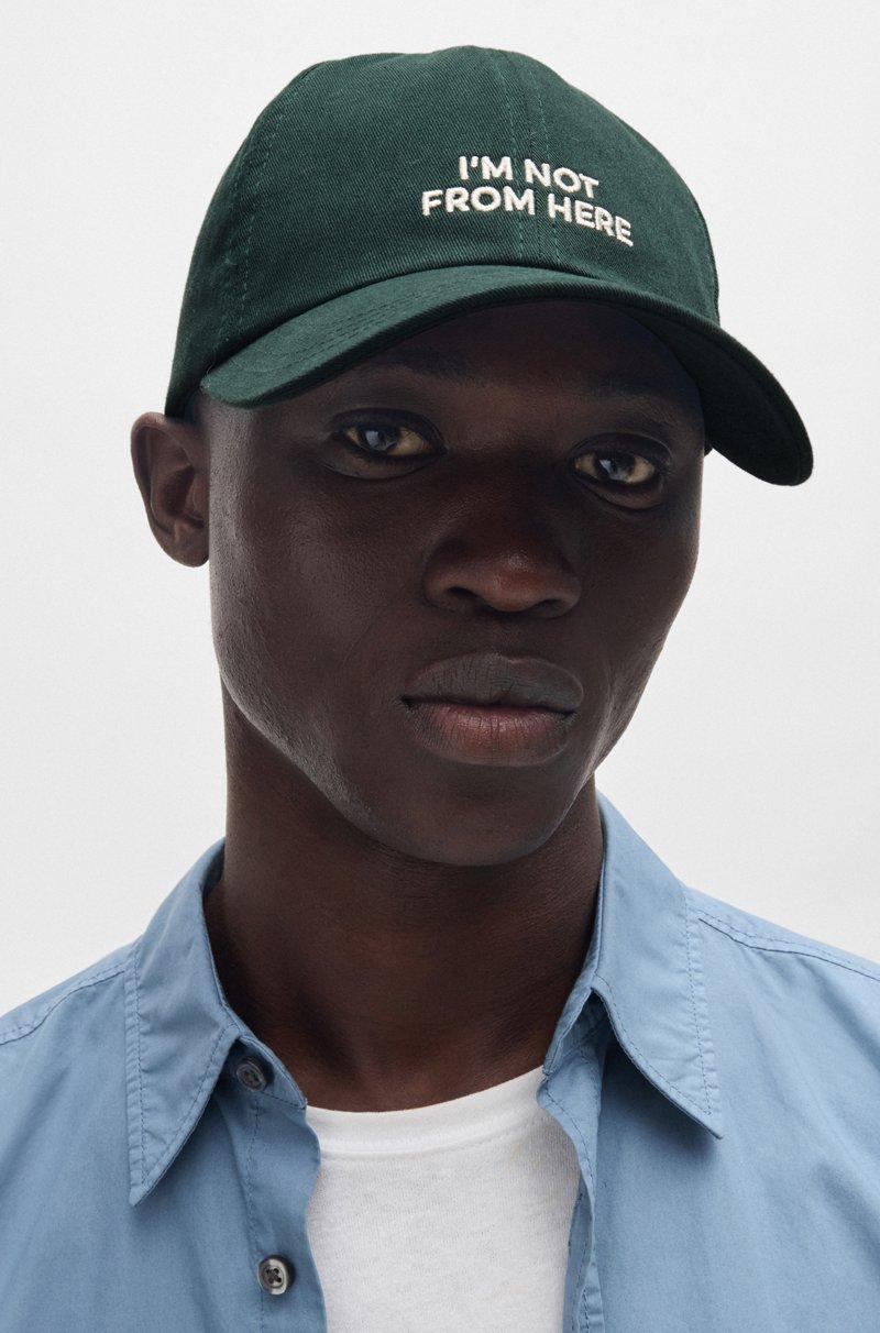 Hugo Boss Gorra En Sarga De Algodón Con Eslogan Bordado