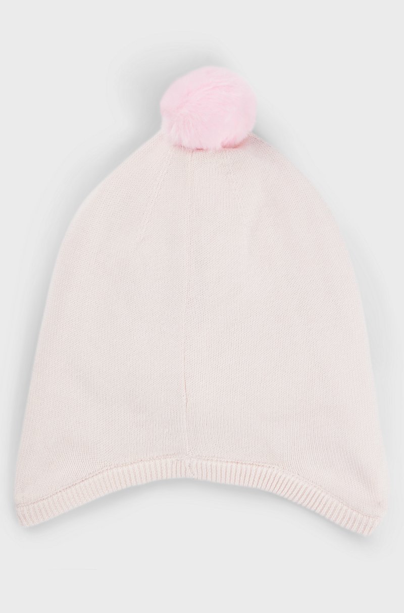 Hugo Boss Gorro De Algodón Con Pompón Y Logo Bordado Para Bebés